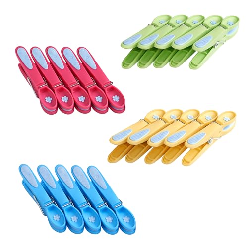 culiclean Pince a Linge Fleur – Pinces à Linge – Epingle a Linge – Fabriqué en France – 80mm x 15mm – Bleu-Jaune-Vert-Rose – Lot de 20 Pièces