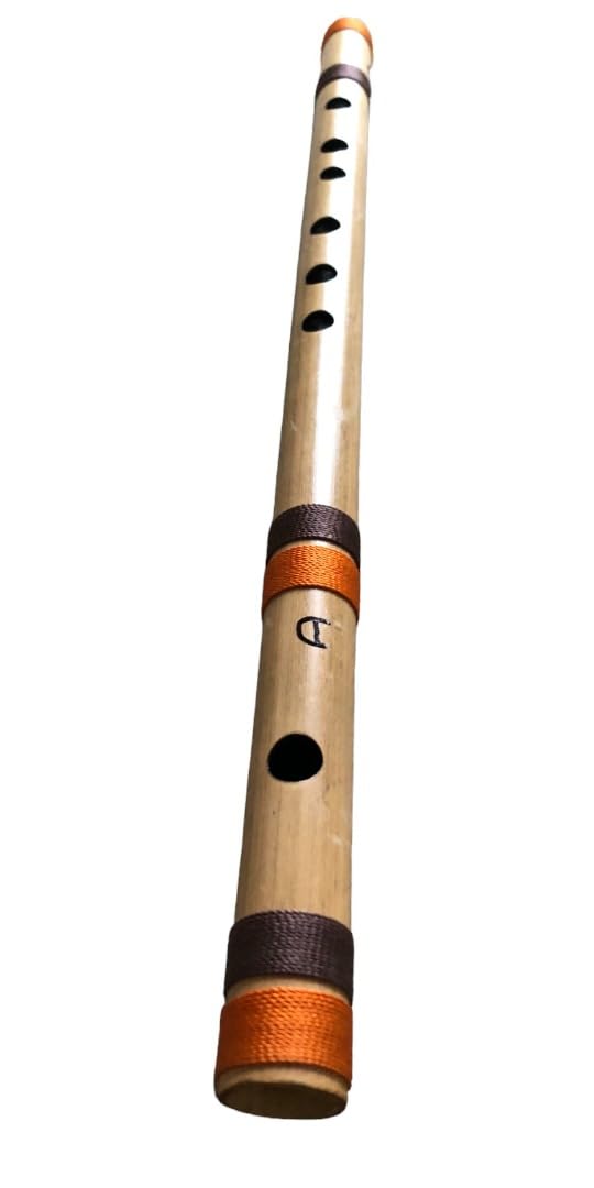 Flauta de madera hecha a mano de bambú instrumento musical indio Bansuri escala D mundo asiático nepalés