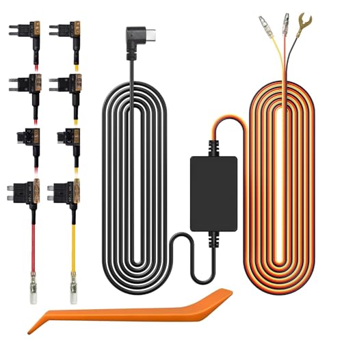 WOLFBOX Type-C/USB C Hardwire Kit for i07/G840S/G850/G840H/G900/G930 Mirror Dash Cam, Parking Monitor with Multiple Size connectors