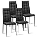 Giantex Set of 4 Fabric Dining Chairs Set, with Upholstered Cushion & High Back, Powder Coated Metal Legs, Checked Pattern Seats, Household Home Kitchen Living Room Bedroom (Black)