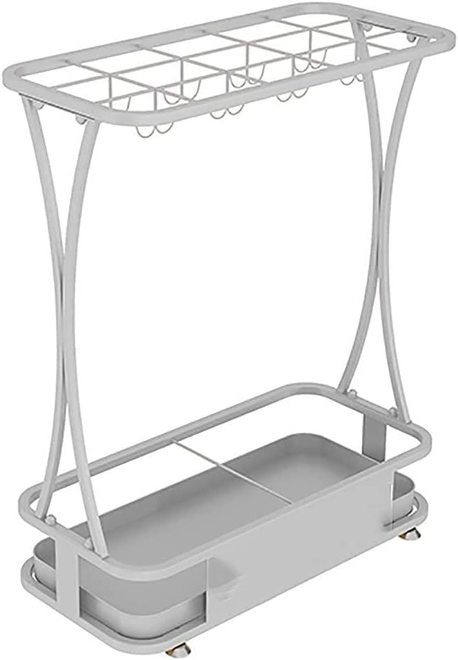 Porte-parapluie porte-parapluie métallique bleu anti-goutte avec bac renforcé