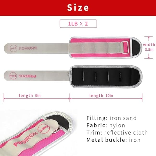 PROIRON Ankle Weights Wrist Leg Weights for Women Men 2/4/6/8LBS Reflective Ankle Weight Set for Fitness Exercise Jogging Aerobics