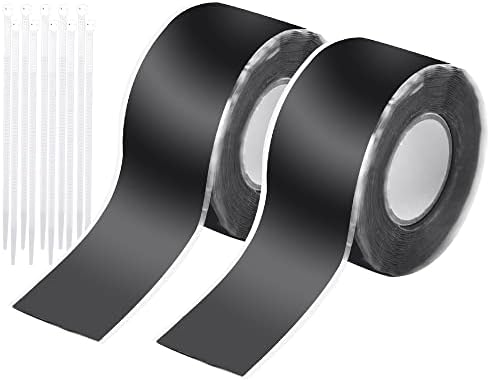 WUHEECOME 2 Rolls Self Fusing Silicone Tape Waterproof Repair Sealing Tape Black Leak Repair Tape Self Amalgamating Rubber Tape for Pipe Water Hose Leakage Sealing Repairing (25mm x 0.5mm x 3m)
