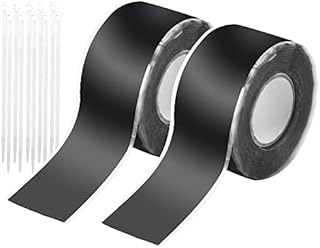 WUHEECOME 2 Rolls Self Fusing Silicone Tape Waterproof Repair Sealing Tape Black Leak Repair Tape Self Amalgamating Rubber Tape for Pipe Water Hose Leakage Sealing Repairing (25mm x 0.5mm x 3m)