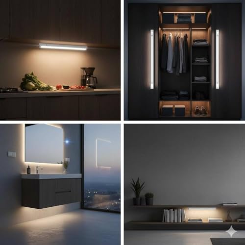 Image of JACKAL LED Under Cabinet Light for Kitchen, Plug-in Cabinet Light for Wardrobe, Showcase, Cupboard, Shelf - Slim Design, Energy Efficient - 1 Year Warranty (White, 3F)