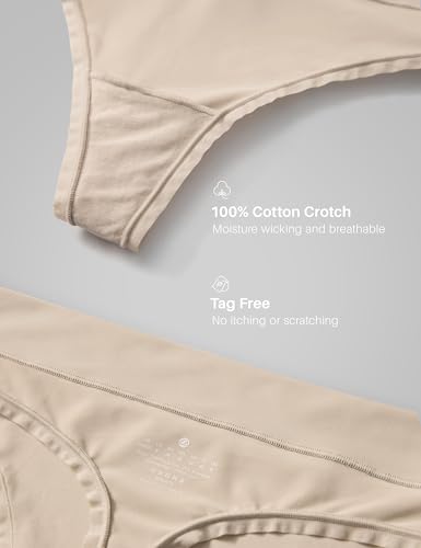 Image of CRZ YOGA Softhold High Rise Thongs 3 Pack | Casual, Ultra-Soft, Tagless, Smooth Waistband, Chafe-Resistant Flat Seams, Panties for Women