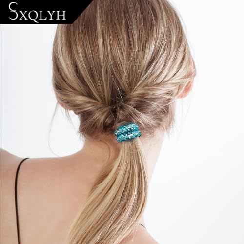 SXQLYH Pack of 6 Women's Crystal Rhinestone Scrunchies - Crystal Elastic Ponytail Holders - Hair Scrunchies for Women Girls (B) - Image 3