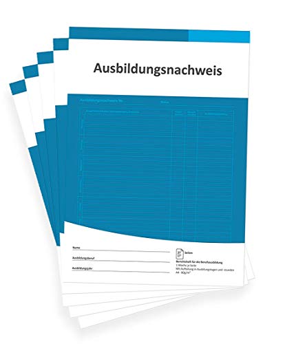 Berichtsheft für die Ausbildung Azubi Ausbildungsnachweisheft täglich/wöchentlich Ausbildungsnachweis als Wochenberichtsheft DIN A4 28 Seiten 1 Woche je Seite Montag bis Sonntag