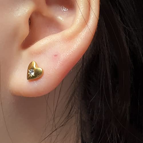 Limerencia G23 Pure Titanium Hypoallergenic Earrings, F136 Implant Grade Titanium Studs Suitable for Sensitive Ears Delicate Jewelry (Love Heart, Gold)4