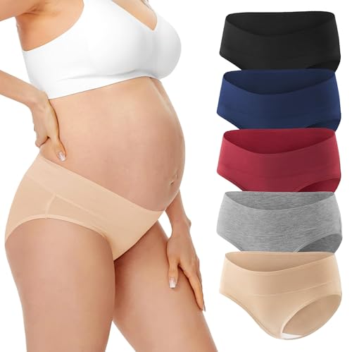 HBselect 5 Paires de sous-vêtements pour Femmes Enceintes Vêtements de maternité Culottes sous-vêtements en Coton pour Femmes Culottes Post-Partum de Grossesse