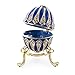 BestPysanky Blue Enamel Jeweled Royal Inspired Metal Easter Egg 3.25 Inches