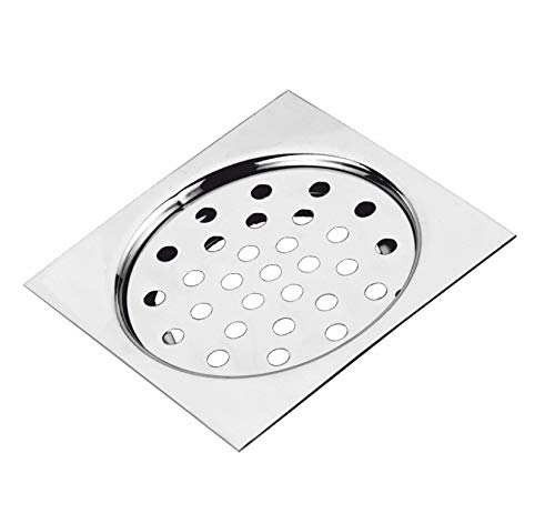 NEW WARE Square 4 inch x 4 inch Stainless Steel Bathroom Jali/Trap Floor Drain with Chrome Finish Water Drain Grating