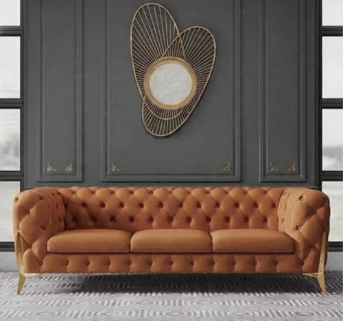 Image of Luxury Sofa Set Luxury Chesterfield Sofa in for Home Living Room & Office (3 Seater (Brown))