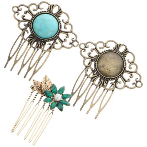 CRAFTHROU Peinetas Vintage Pelo Boda 3piezas de Aleación y Cristal Diseño Retro y Hojas Decorativas para Fiesta y Ocasiones Obsequios