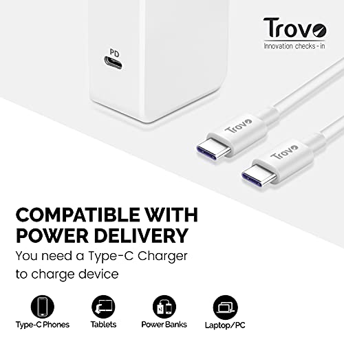 Image of Trovo RCT-44 3A USB Type-C to Type-C 1Mtr Type-C Cable-White