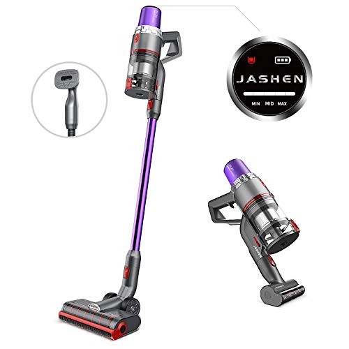 JASHEN Aspirador sin Cable, 350W Motor Digital Brushless 2500mAh Batería Extraíble de Ion-Litio 40 Minutos,LED Pantalla Inteligente, 3 Velocidades con Cepillo de Mascota