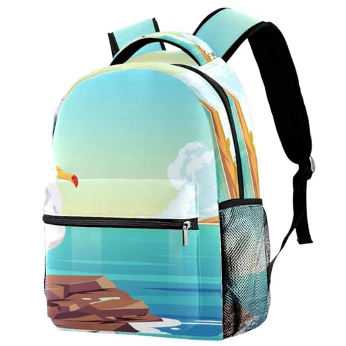 Sac à dos oiseau albatros pour adolescents grand sac école et voyage pc
