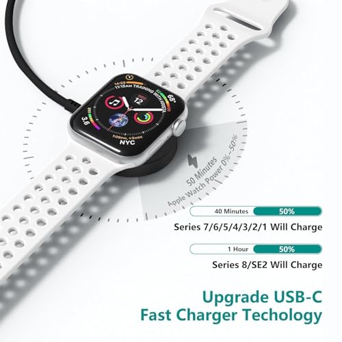 Image of USB C Apple Watch Charger,[MFi Certified] iPhone Fast Magnetic iWatch Charger 6ft USB C Charging Cable Cord Long and Type C Wall Charger Block for Apple Watch Series 11 /10 /9 /Ultra /8 /7 /SE /SE2 /6 /5 /4 /3 /2