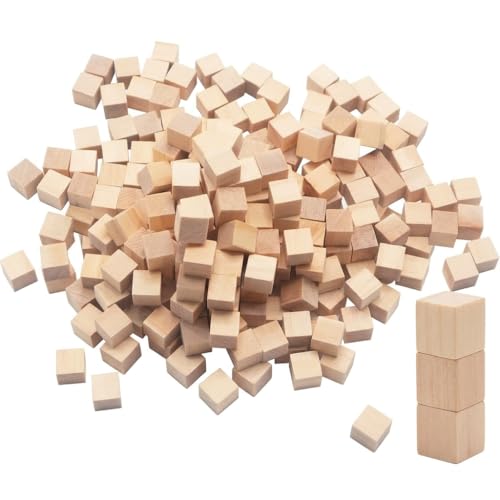 400 Pièces Cube Bois 1cm - Petits Cubes en Bois Naturel Brut pour Loisirs Créatifs, Bricolage, Puzzle 3D et Décoration - Mini Blocs Carrés Pin Massif...