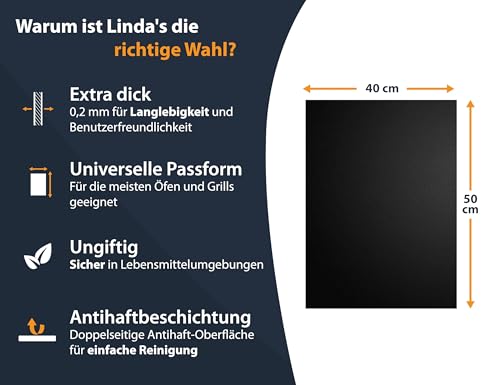 Extra große BBQ Grillmatte für Gasgrill, Elektro und Holzkohle (5er Pack) 50 x 40cm - Wiederverwendbare, hitzebeständige Grillmatten für Holzkohle, Teflon Grillmatte, Grillfolie, Grill Zubehör