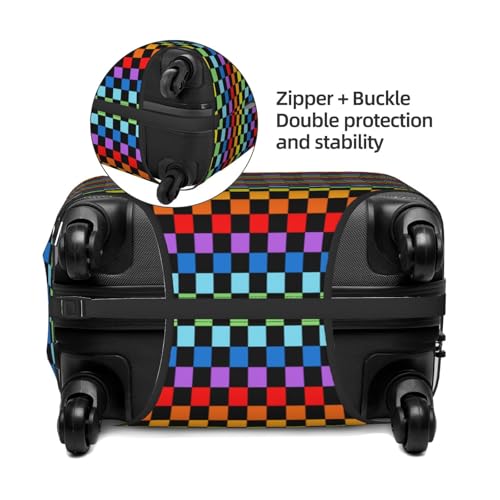 Luggage Cover Protector - Rainbow Chequerboard Print Suitcase Covers for Luggage Fit 22-24 Inch Suitcase3
