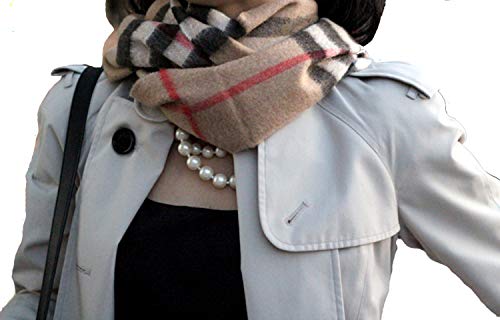 Cashmere Feel Unisex Pashmina Scarf In Checks And Plaid (Camel) #TOP1