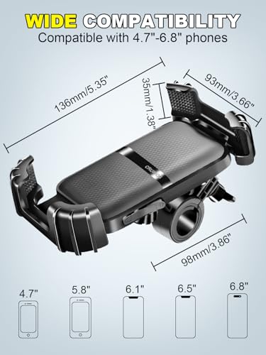 CRUIHOG Suporte de telefone de bicicleta, suporte de telefone para guidão de bicicleta de motociclet