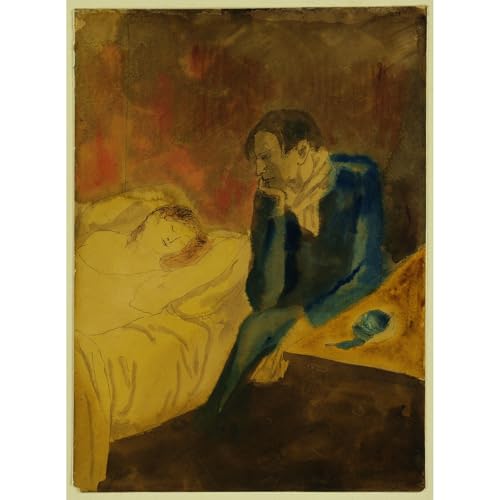Méditation Pablo Picasso grand tableau impression d'art giclée 76x101