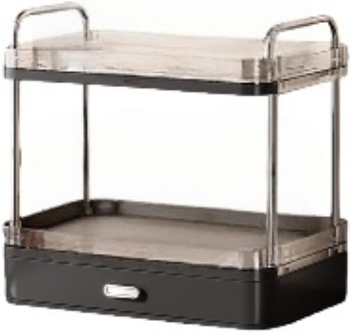 Effonek家庭用デスクトップ収納ラック、キッチンとリビングルームの大容量排水トレイ、多機能収納ラック (ブラック（黑色）)