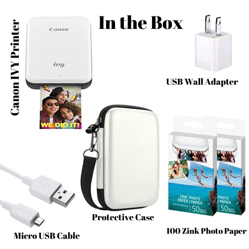 Canon Ivy Mobile Instant Mini Photo Pocket Printer Bluetooth, Portable, Slate Gray, Includes 2X3” Zink Photo Paper Sticker (100 Sheets), Protective Case And Usb Charging Cable With Wall Adapter #TOP5