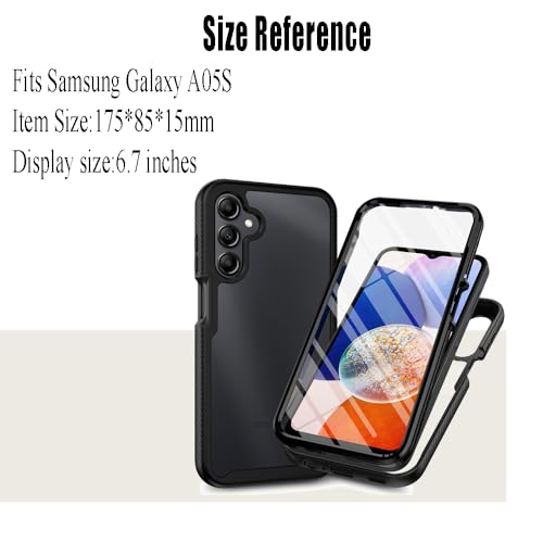Knoowcase for Samsung A05S Case Built-in Screen Protector Samsung Galaxy A05S Phone Case Shockproof Full Body Protection Rubber Bumper Stylish Clear Rugged Back Shell Case, Black Knoowcase for Samsung A05S Case Built-in Screen Protector Samsung Galaxy A05S Phone Case Shockproof Full Body Protection Rubber Bumper Stylish Clear Rugged Back Shell Case, Black