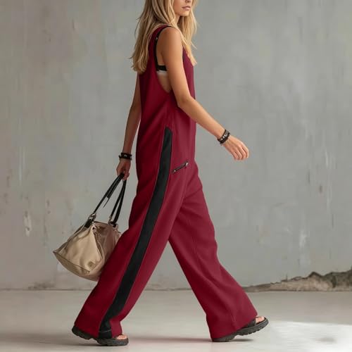 Overol de moda con cuello en V que estiliza la figura para salir rosso 4