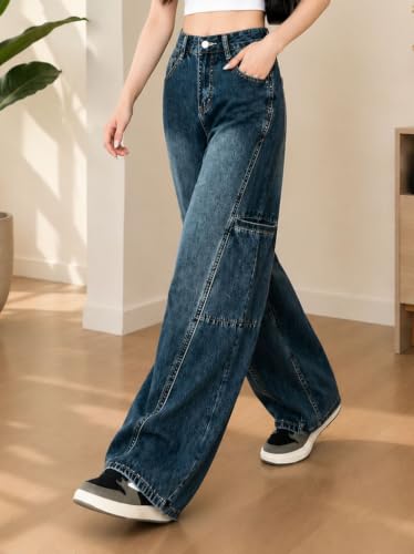 Image of ODDMONEKY Baggy Jeans for Women || Korean Jeans for Women || Wide Leg Korean High Waist Baggy Denim Pants (Wjeans-7)