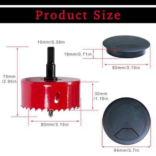 Œillets de bureau cache-trous avec scie cloche pour protection de câble - 3