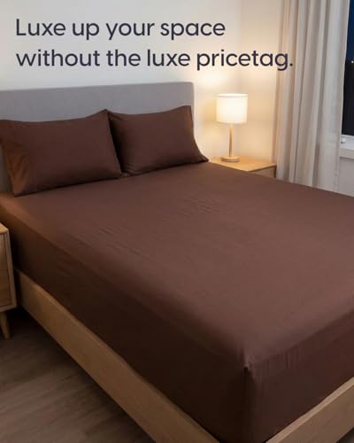 Image of Sleepy Town Cal King Size Bed Sheets - 3 Piece - NO Flat Sheet Included - California King Sheet Set - Soft, Comfy & Cooling - Easy Care - Wrinkle & Fade Free - Brushed Microfiber Bed Sheets (Brown)