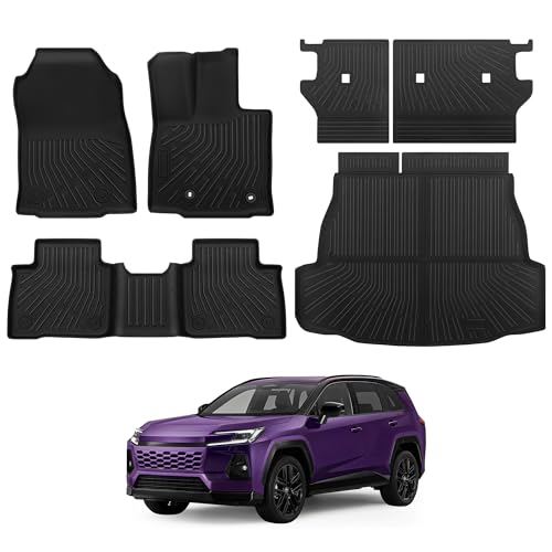 TSLDRV Floor Mats for Toyota RAV4 2026 Hybrid Full Set All Weather Floor Mats for Toyota RAV4 Accessories 2026 TPE Back Seat Cover Protector Trunk Frunk Mat(Not for Limited with Subwoofer and PHEV)