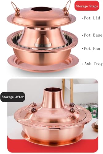 Olla China Tradicional de Cobre con Chimenea 28cm miniatura 5
