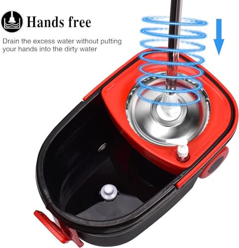 image for CooFel Spin Mop and Bucket with Wringer Set on Wheels, 360° Spinning 