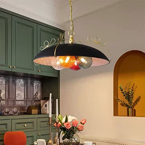 Lampes suspendues LED et lustre moderne en métal noir pour salle à manger