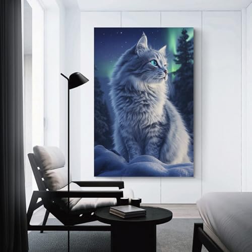 Chat des forêts norvégiennes tableau grand format chambre - 3