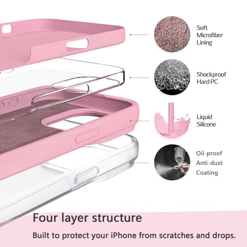 Image of iPhone 13 /14 Case Silicone,Soft Microfiber Lining(Rose Pink)