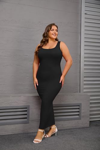 YeGine Women Plus Size Sleeveless Bodycon Maxi Dresses Sexy Slim Tank Dresses4