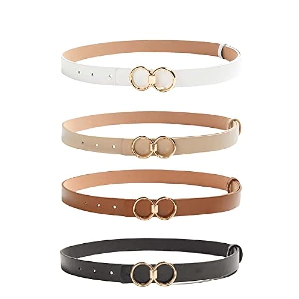 Floerns Cinturón de piel sintética de 4 piezas para pantalones vaqueros con hebilla de anillo O
