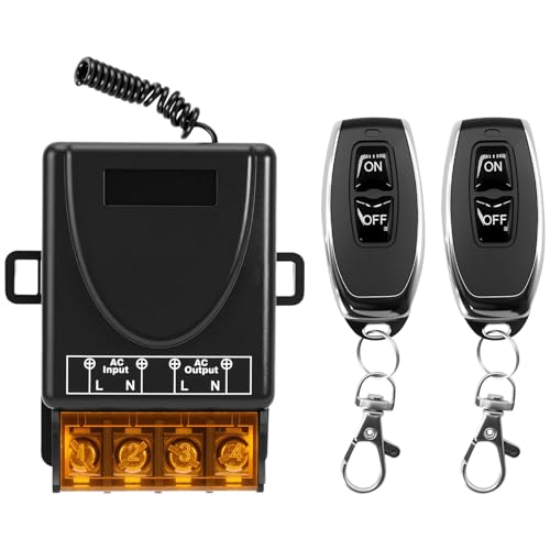 Funk Fernbedienung Schalter AC 220V-230V mit 30A Relais Empfänger und 2 Sender Funksteuerung,Ideal für Licht, Pumpen, Haushaltsgeräte Landwirtschaft Bewässerung und elektrische...