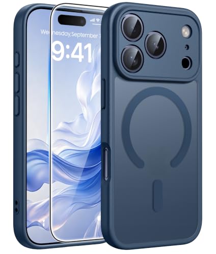 Image of FNTCASE for iPhone 17 Pro-Max Case: Translucent Blue Slim Cases Compatible with MagSafe, Full Camera Protection & Tempered Glass Protector, 14FT Military Grade Drop Tested, Matte Skin-Friendly Cover