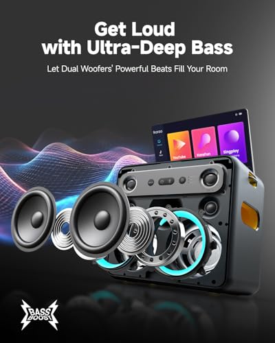 Ikarao BT1030 Smart Karaoke Machine For Adults - With Lyrics Display, Built-In Screen And 2 Wireless Microphone, 4 Dj Lights, 600W Bluetooth Speaker, Portable Pa System Support Wifi Hdmi For Tv Outdoor Party thumb #4