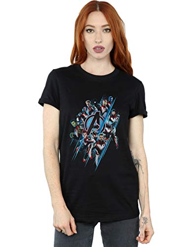 Image of Marvel Women's Avengers Endgame Logo Team Boyfriend Fit T-Shirt Black XX-Large