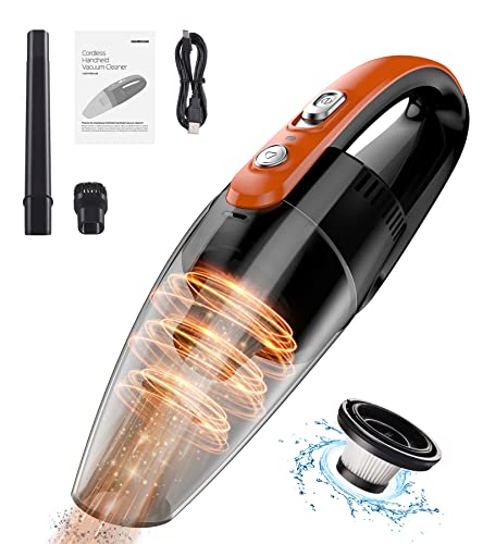 Hand Vacuum Cordless Rechargeable, 2600mAh Mini Cordless Car Vacuum, 30 Min Runtime Handheld Vacuums, 3 Hrs Charging Handheld Vacuum Cleaner with Extended Nozzle, Portable Hand Vac for Home & Office