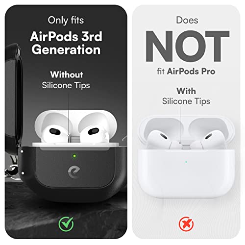 Keybudz Waterproof Airpods 3 Case With Ultra Secure Lock, Rugged Protection, Hard Shell, Carabiner Clip, Patented For Airpods 3Rd Generation Case Cover (Carbon Black) #TOP1