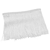 Luomorgo 10 Yards Chainette Fringe Trim 6' Wide - Polyester Tassel for Sewing, Latin Dresses & Lamp Shades | DIY Craft Decor (White)